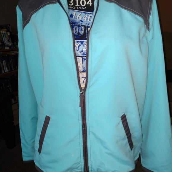 SUPER NICE GREEN & GRAY WORKOUT JACKET - SIZE L - Picture 2 of 4